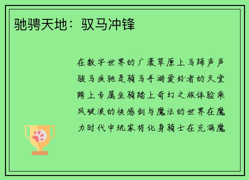 驰骋天地：驭马冲锋